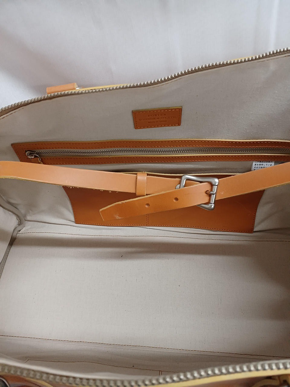 PORTER TAND Boston bag Camel Brown Leather Men Duffle bag Large capacity