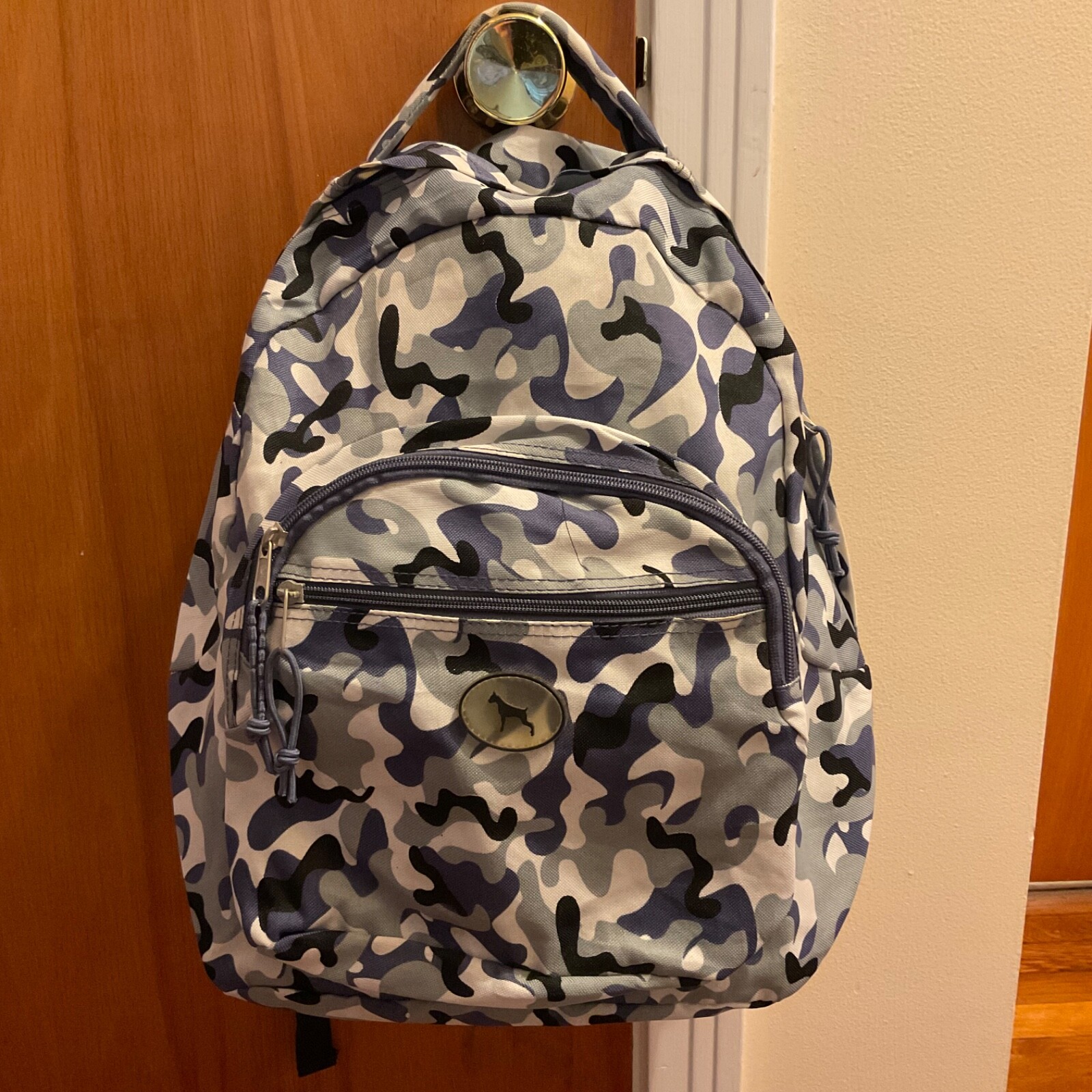 Camouflage Backpack Book Bag Zippered Pockets Unisex Lightweight Blue Gray READ