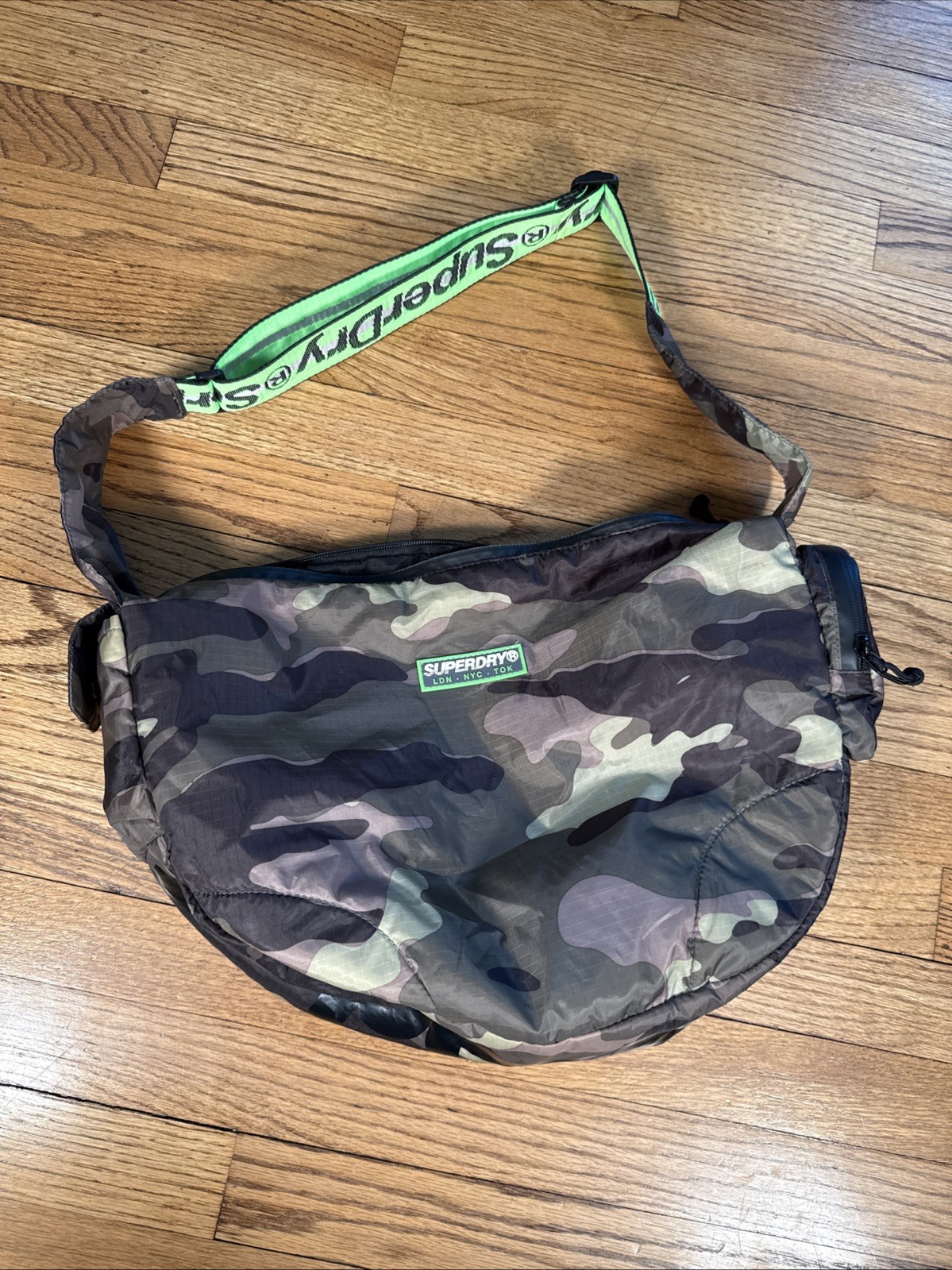 SuperDry Sling Messenger Bag Camouflage Gray Camo Medium Size