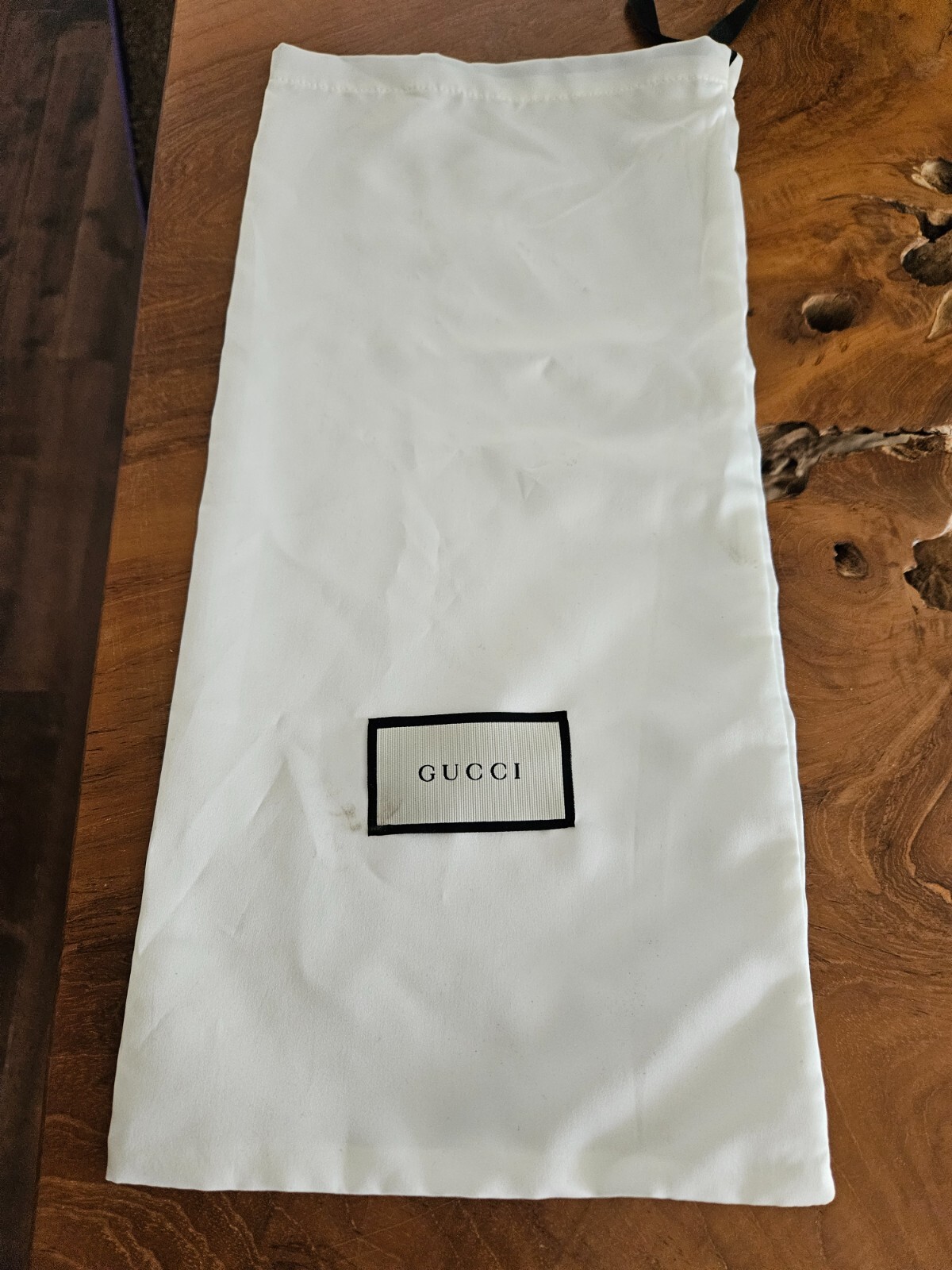 GUCCI AUTHENTIC WHITE SATIN LOGO DUST BAG