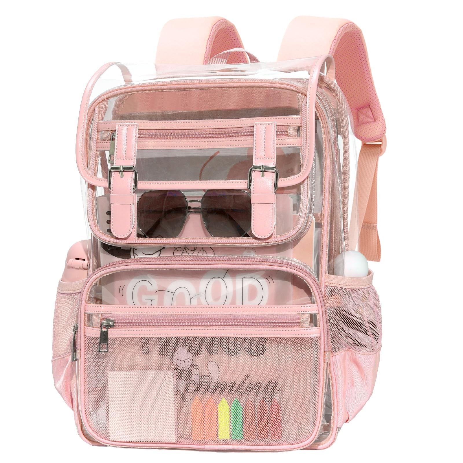 Clear Backpack 17x13x5.5in Heavy Duty PVC Transparent Bookbag – Stadium Approved