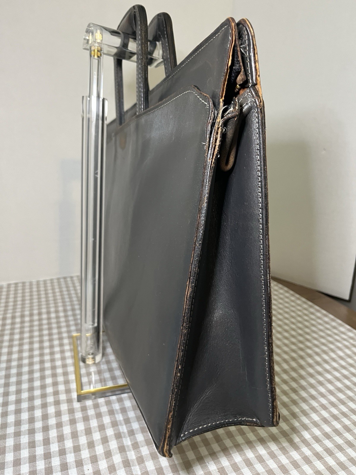Vintage Schlesinger Brothers Black Leather Briefcase / Portfolio 1970’s-80’s
