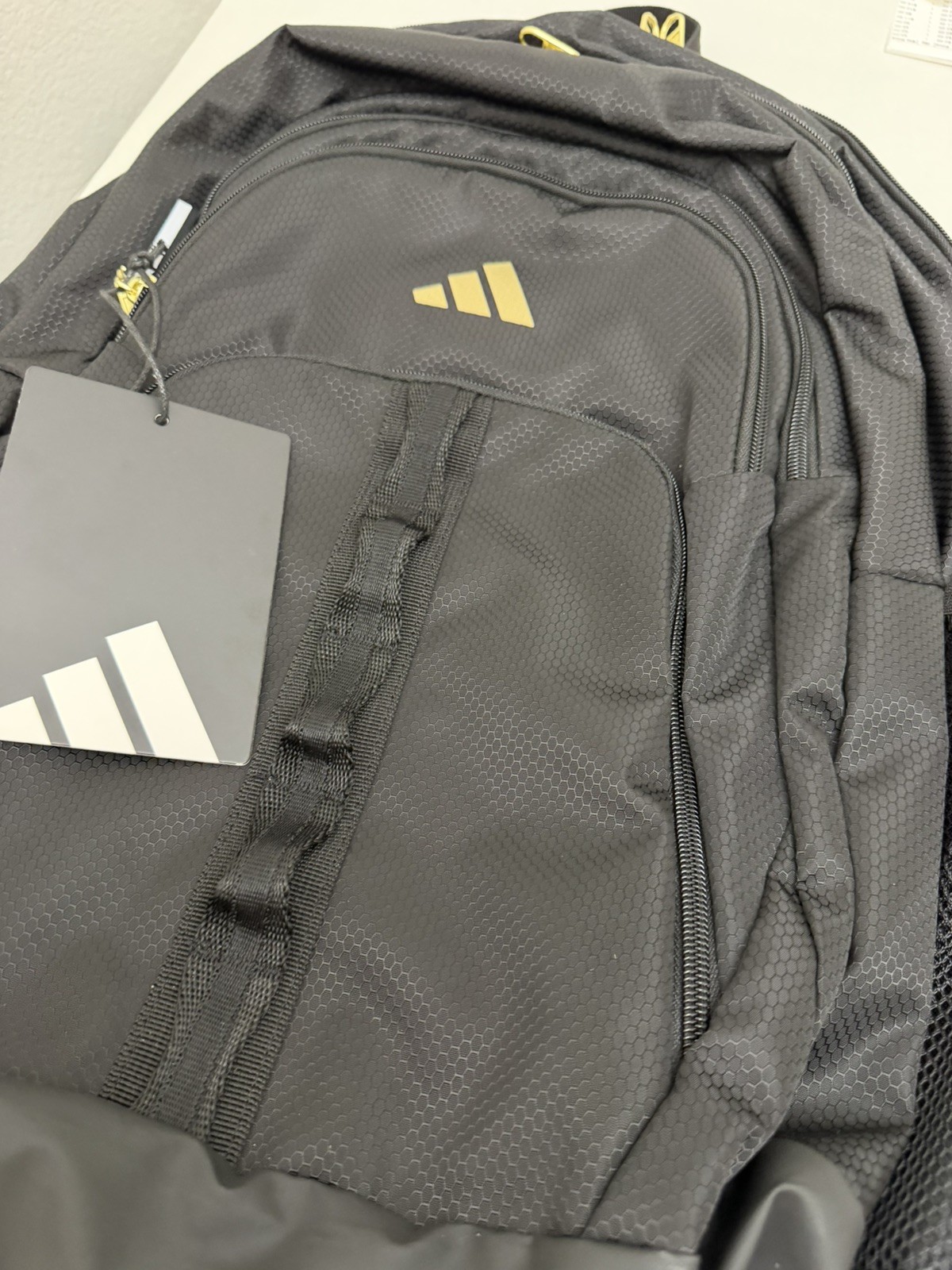 NEW Adidas Primetime Large Backpack Laptop Unisex Black/Gold Metallic