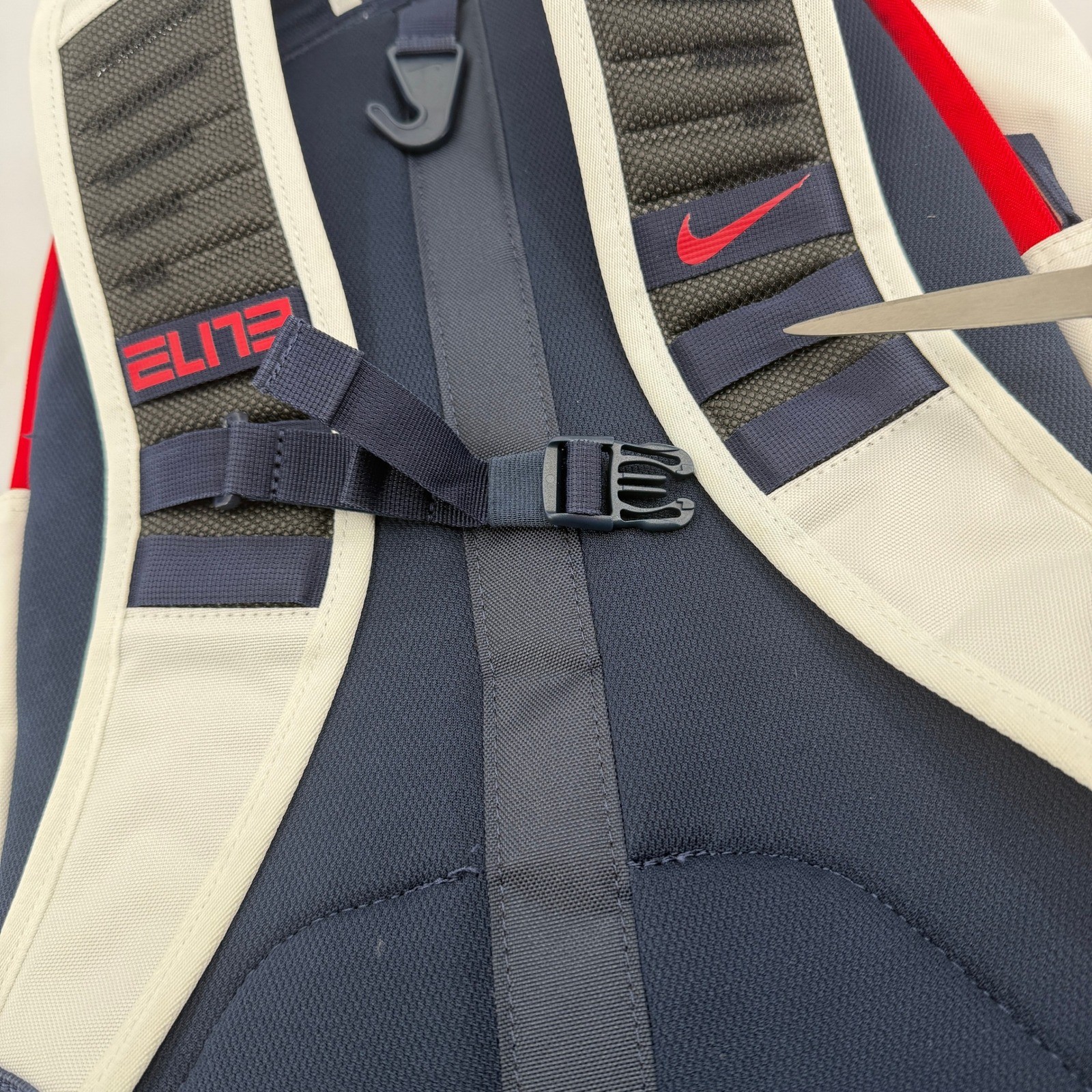 Nike Hoops Elite Pro Backpack Mens White Red BA5554 Basketball Bag