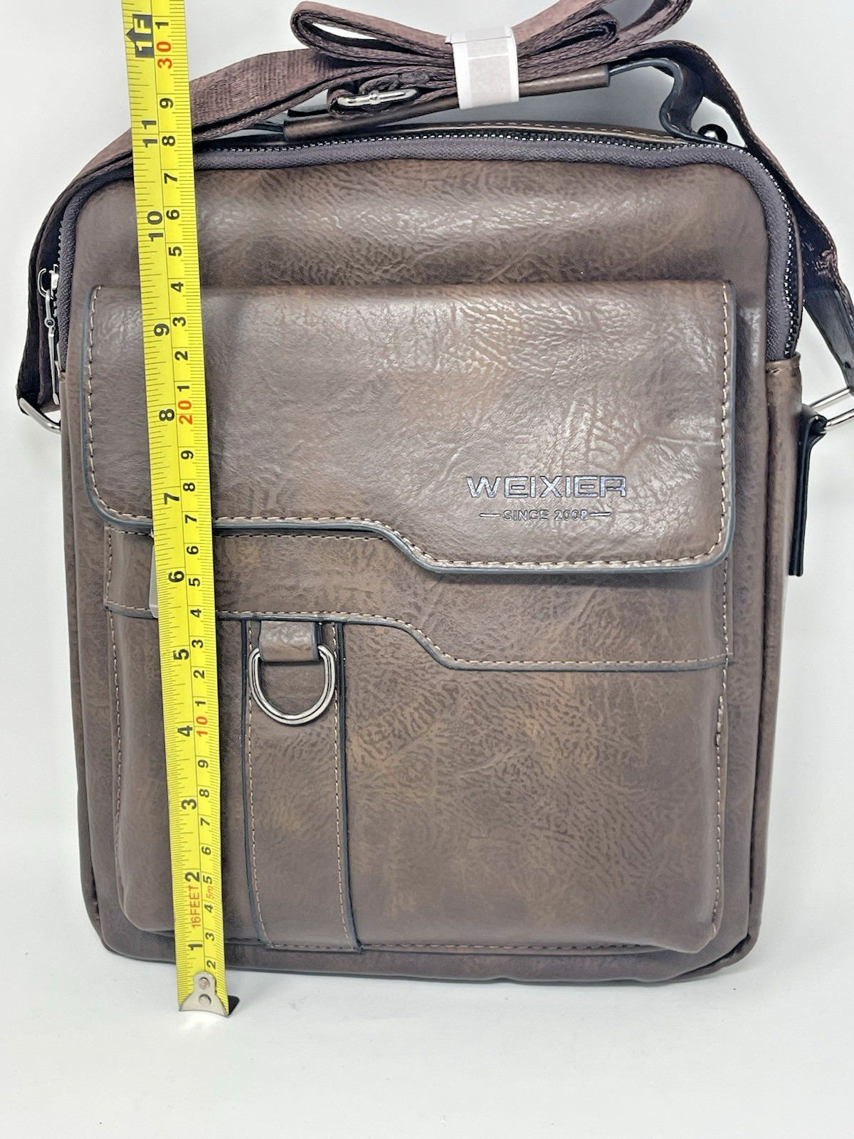 Weixier Brown PU Vegan Leather Crossbody Messenger Shoulder Bag 10 x 11.5″ New