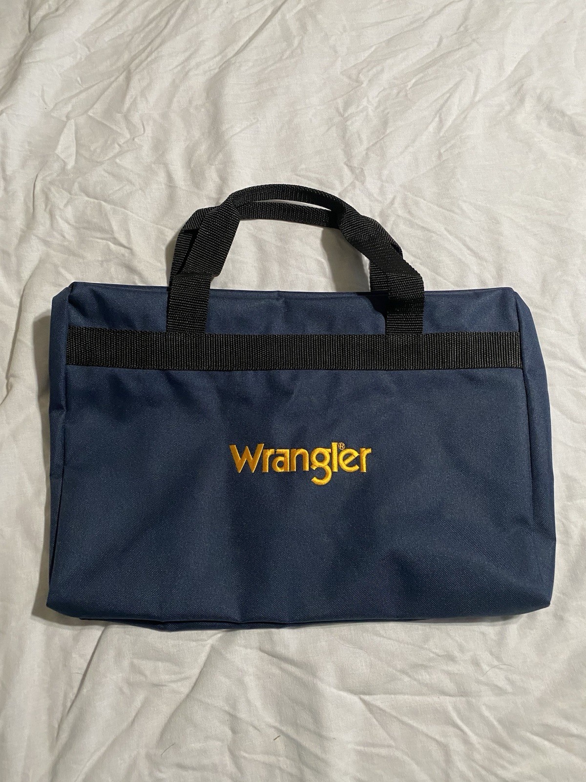 Vintage Wrangler Duffel Bag – Navy Blue and Yellow Unused Condition