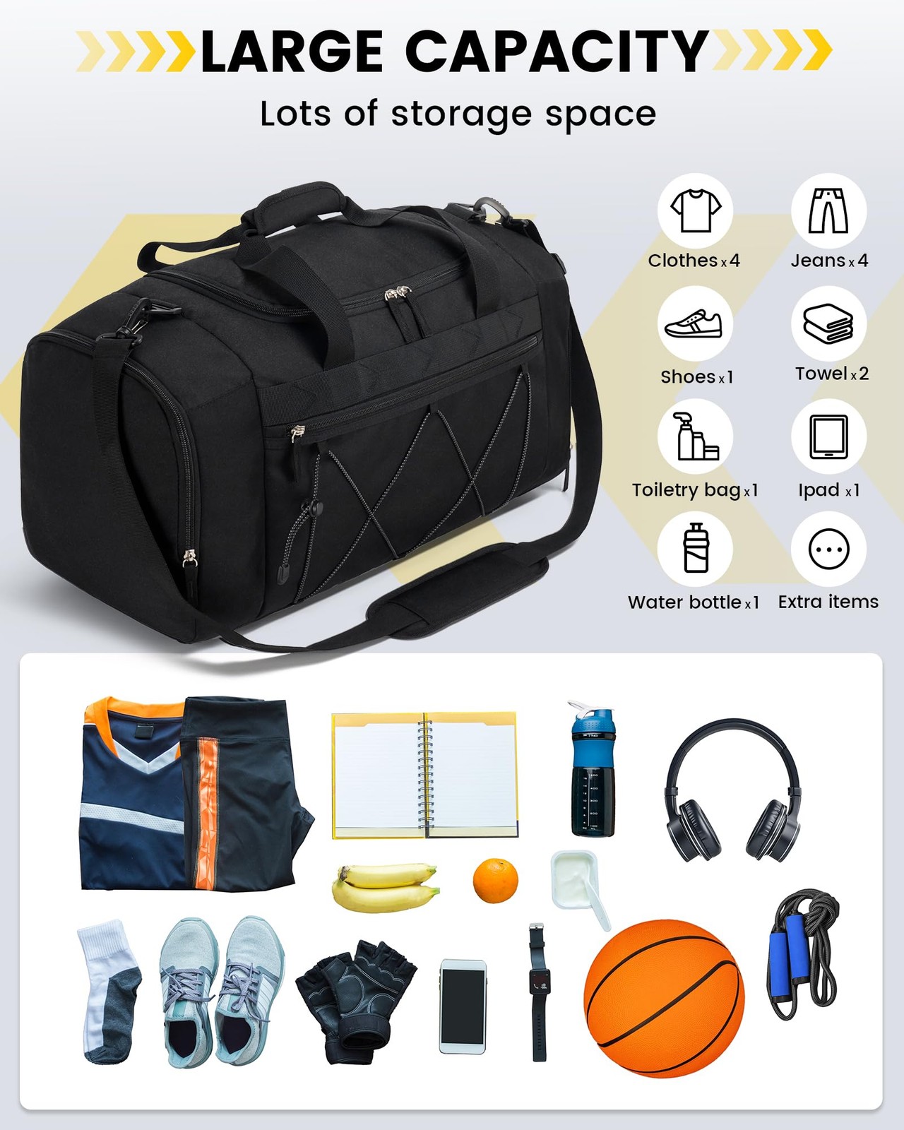 Gym Bag for Men – 21 Inches Duffle Bag for Travel Water-resistant Travel Bag …