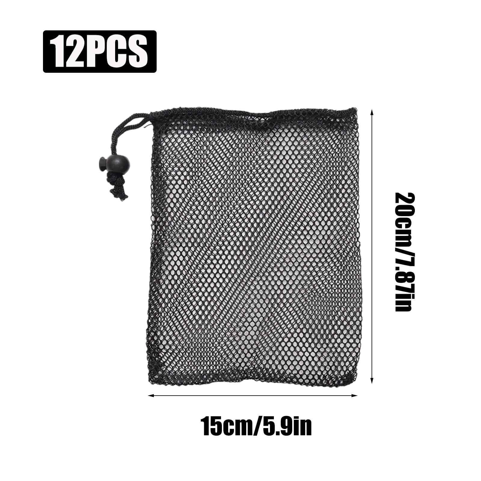 12Pcs 6×8 Inch Mesh Drawstring Bags with Cord Lock Black Mesh Storage Bags