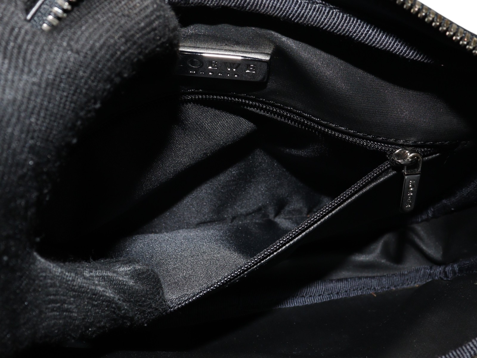 LOEWE Repeat Anagram Clutch Bag Zipper Closure Black Dust Bag