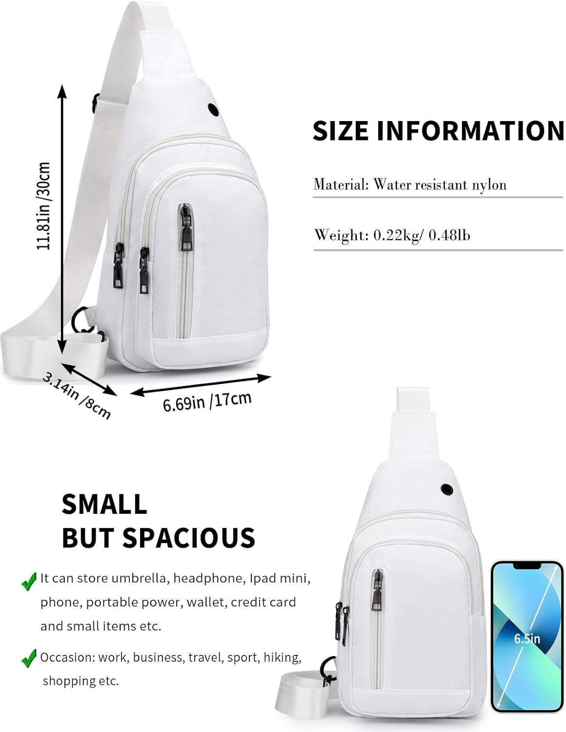 Sling Bag Crossbody Backpack for Men Women Small Purse Chest Shoulder Bag for Tr