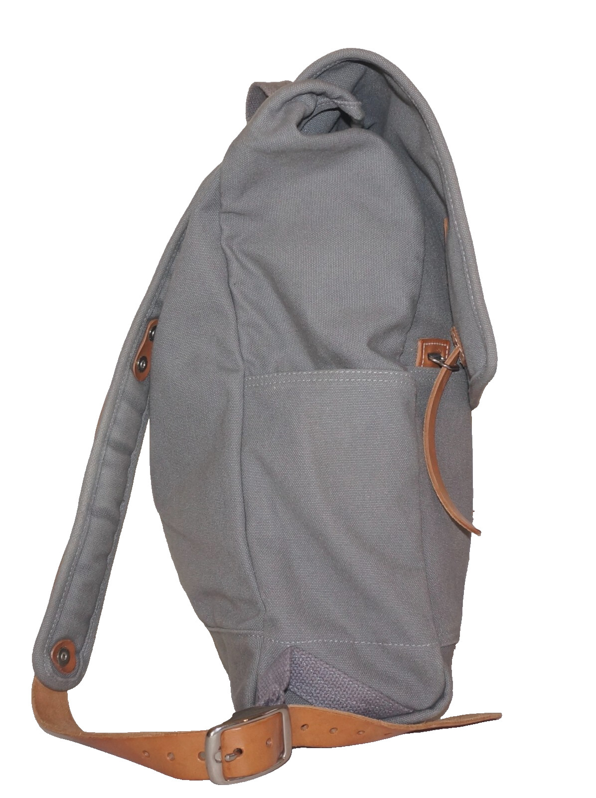 MAKR Large Gray Canvas & Tan Leather Backpack 18×12 USA
