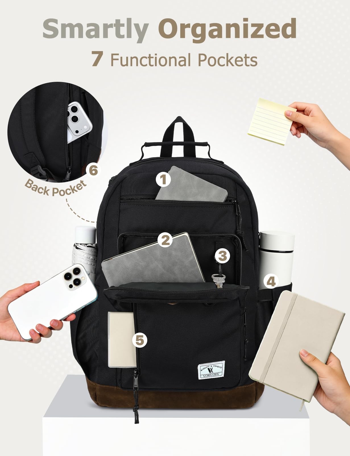 Backpack for Men Women,Lightweight 15.6in Bookbag with Mulitiple Pockets,Wate…