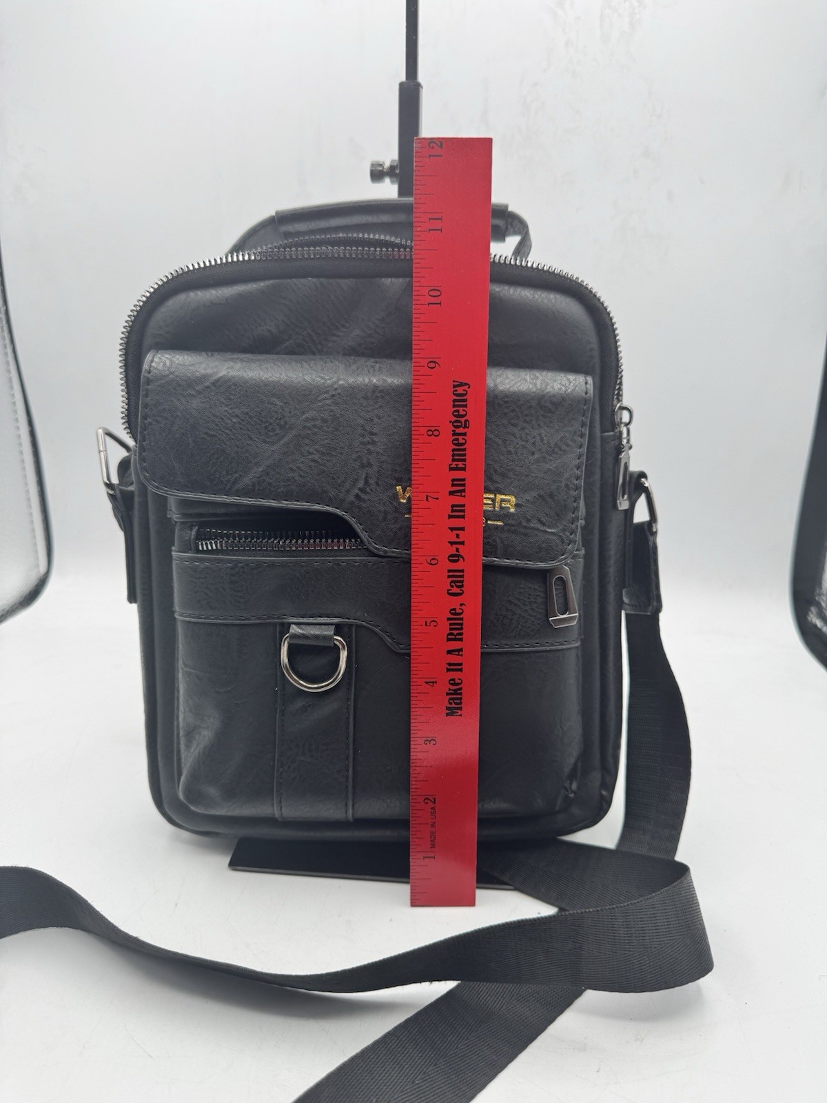 WEIXIER Shoulder Bag Men Black Leather Crossbody Messenger Travel