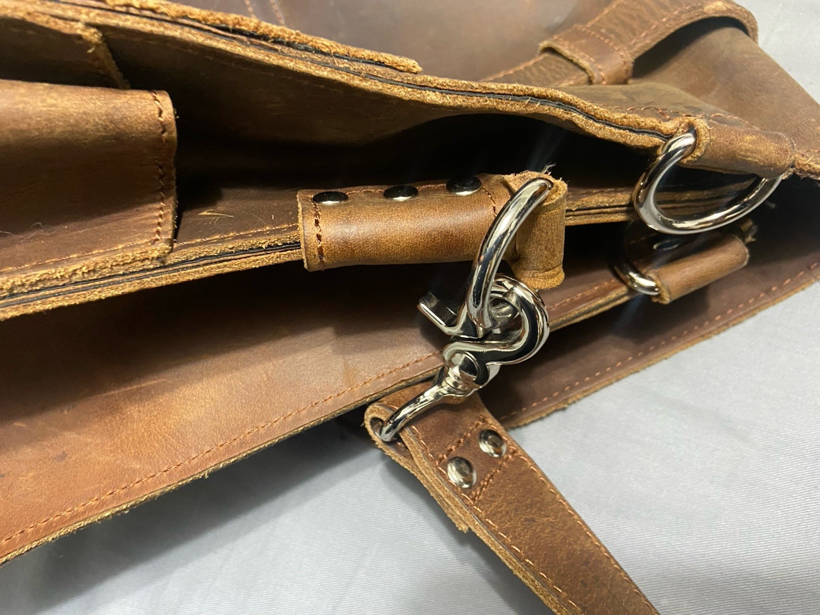 Mens Full Grain 16” Thick Leather Expandable Briefcase/ Laptop Bag – Polare