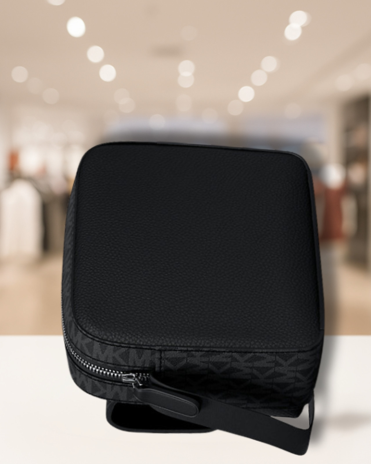 Michael Kors Cooper Men Medium Leather & Logo Flap Camera Crossbody Bag Black