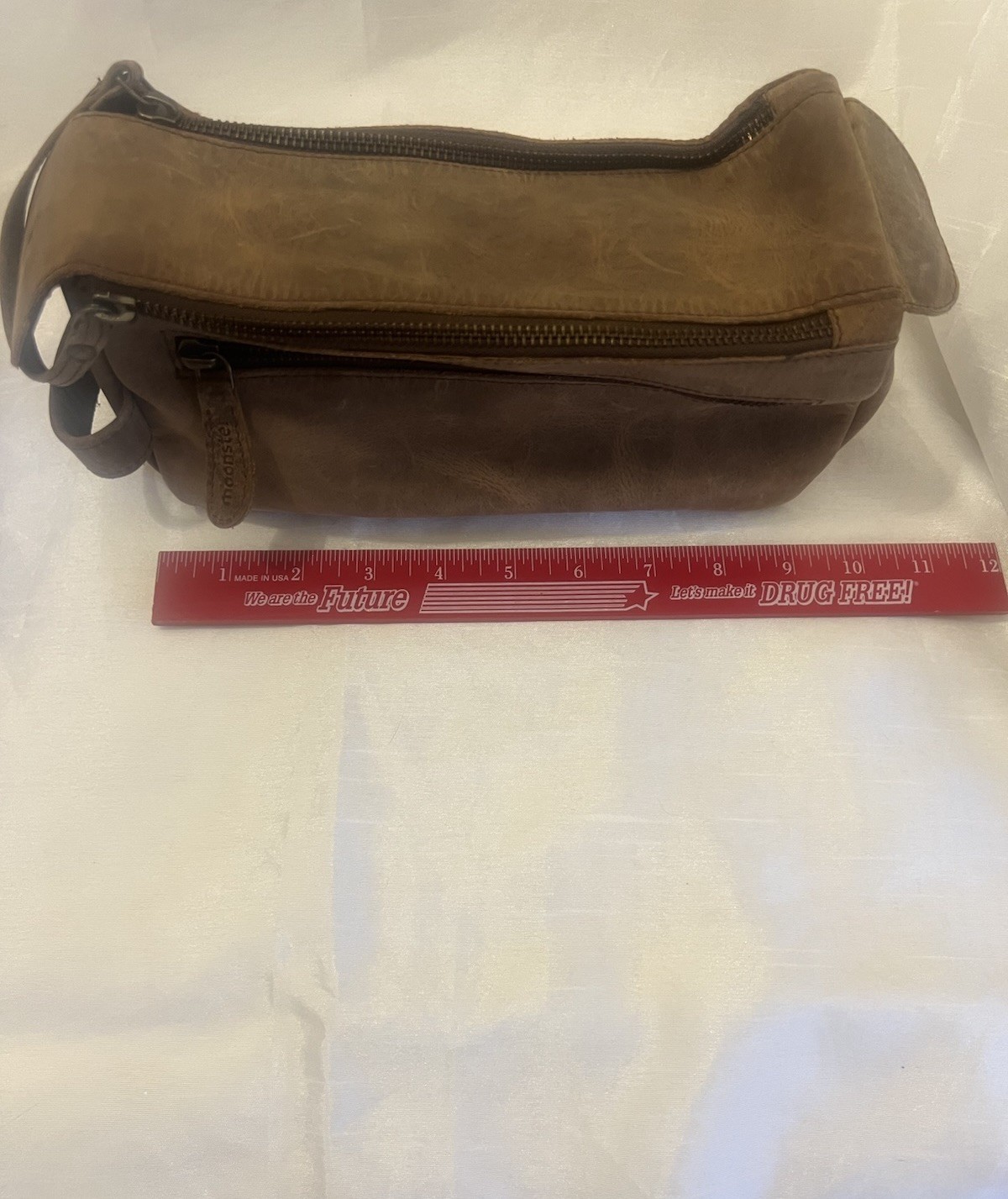 Vintage Moonster Buffalo Leather Dopp Kit Bag Rustic Brown Travel Toiletry Case