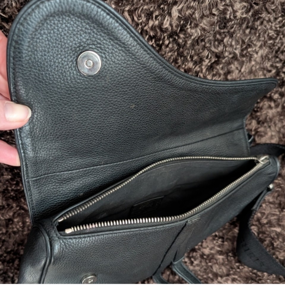 Authentic Christian Dior Men’s Saddle Bag Adjustable Shoulder Strap Magnetic Zip