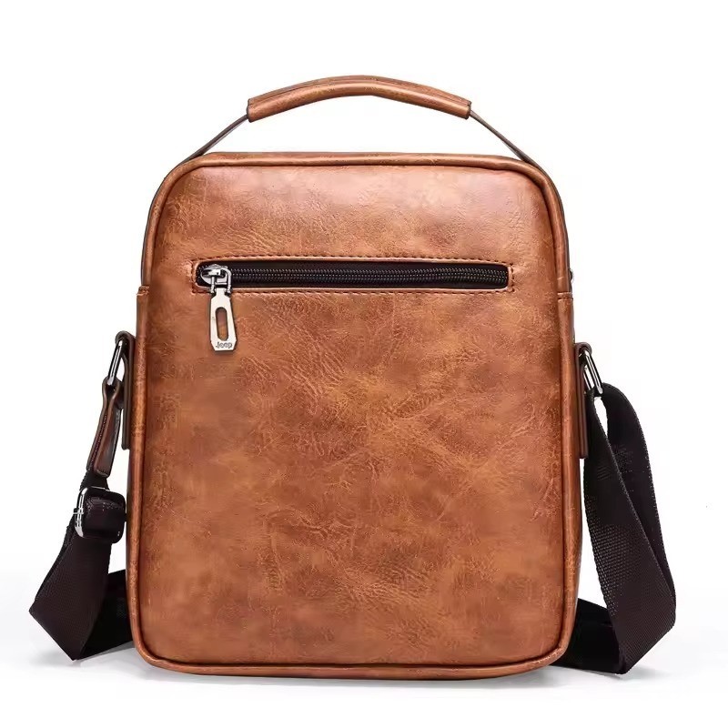 Crossbody PU Leather Waterproof Business Men Shoulder bag KHAKI