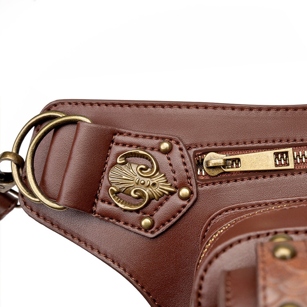 GEARDUKE Men Women Gothic Steampunk Crossbody Shoulder Leather waist Chest Bag
