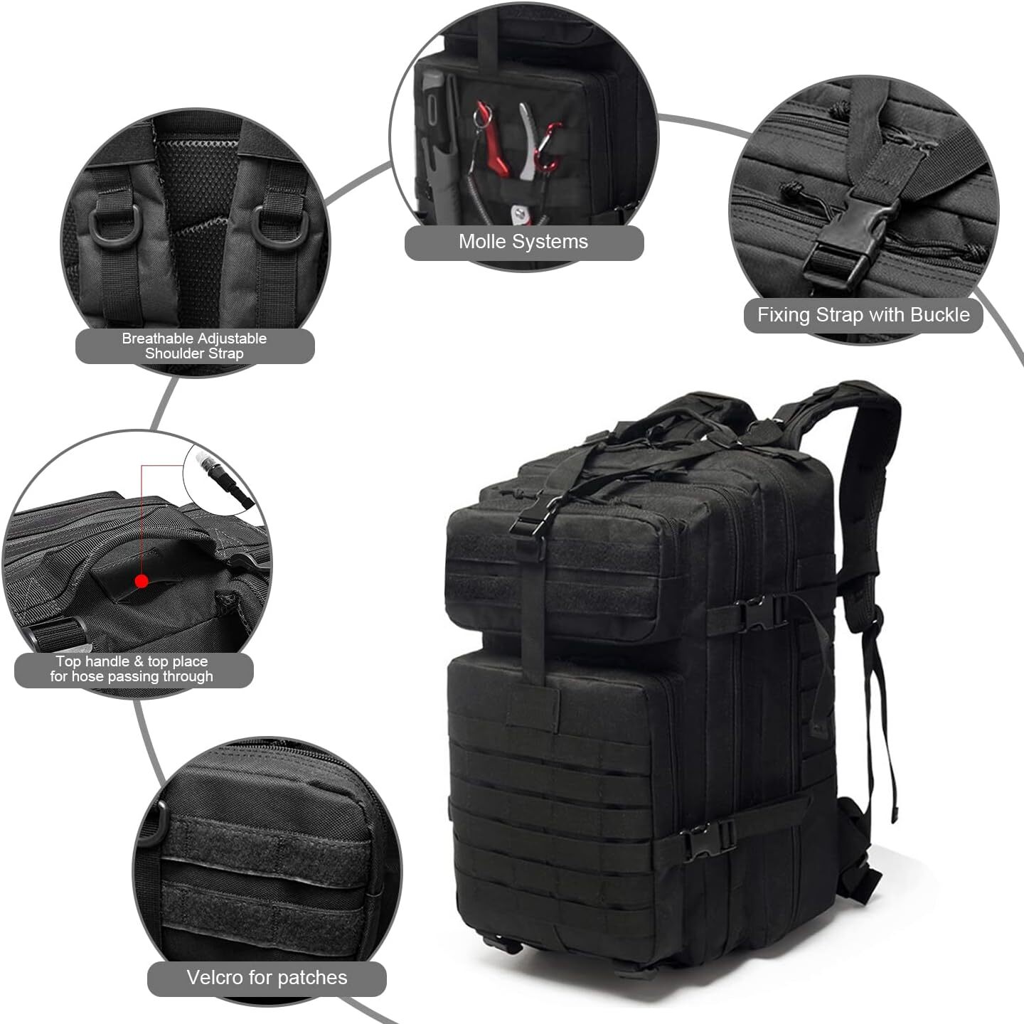Tactical Military Backpack 50L Waterproof Army Rucksack Hiking Laptop Backpack