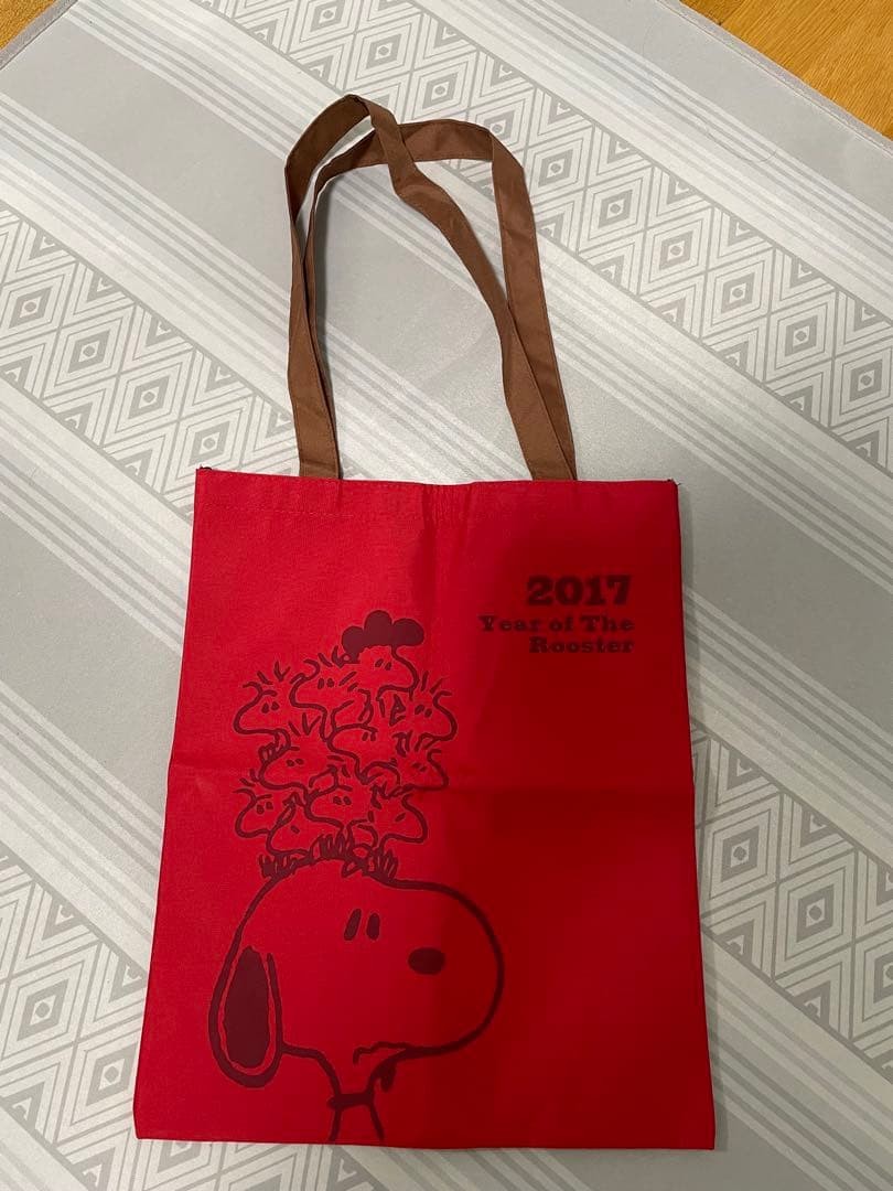 Snoopy Tote Bag Charlie Brown Character Print Red Unused Unused