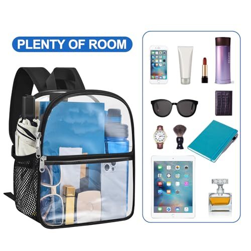 Clear Stadium Backpack 12x6x12 Small Clear Bag Stadium Approved Great for Gam…