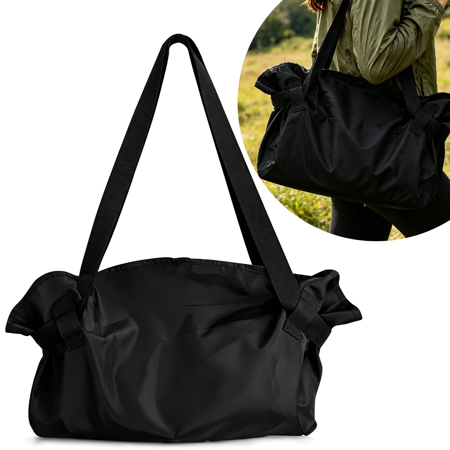 Large Tote Bag for WomenMen, Foldable Travel Shoulder Bag Handbag for Work
