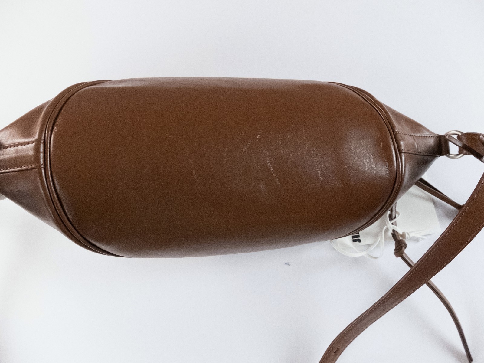 (NO CUSTOMS TAX) JIL SANDER medium brown leather Taco belt / crossbody bag NWT
