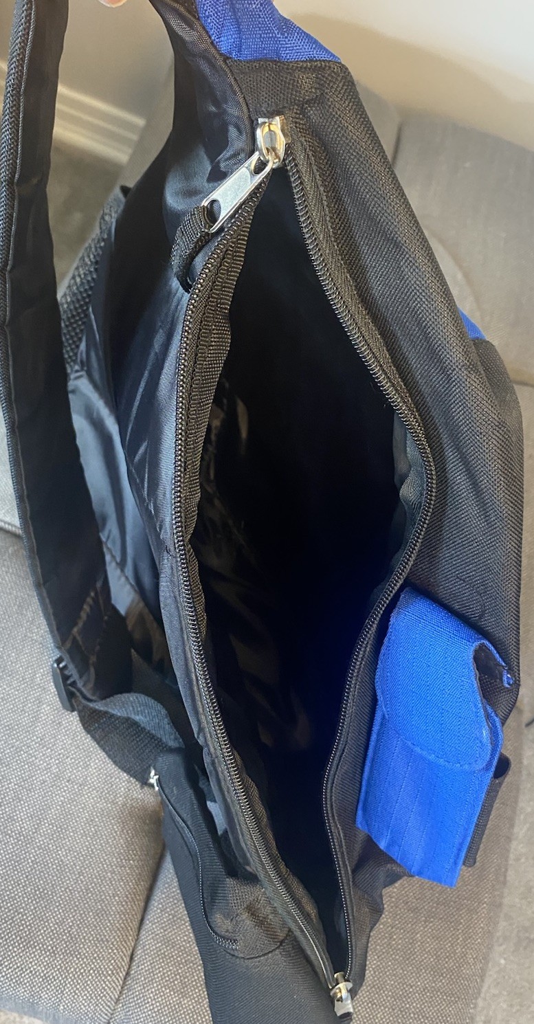 Blue And Black Sling Backpack With Logo Ahlstrom 4 Zip Bottle Misc. Pockets
