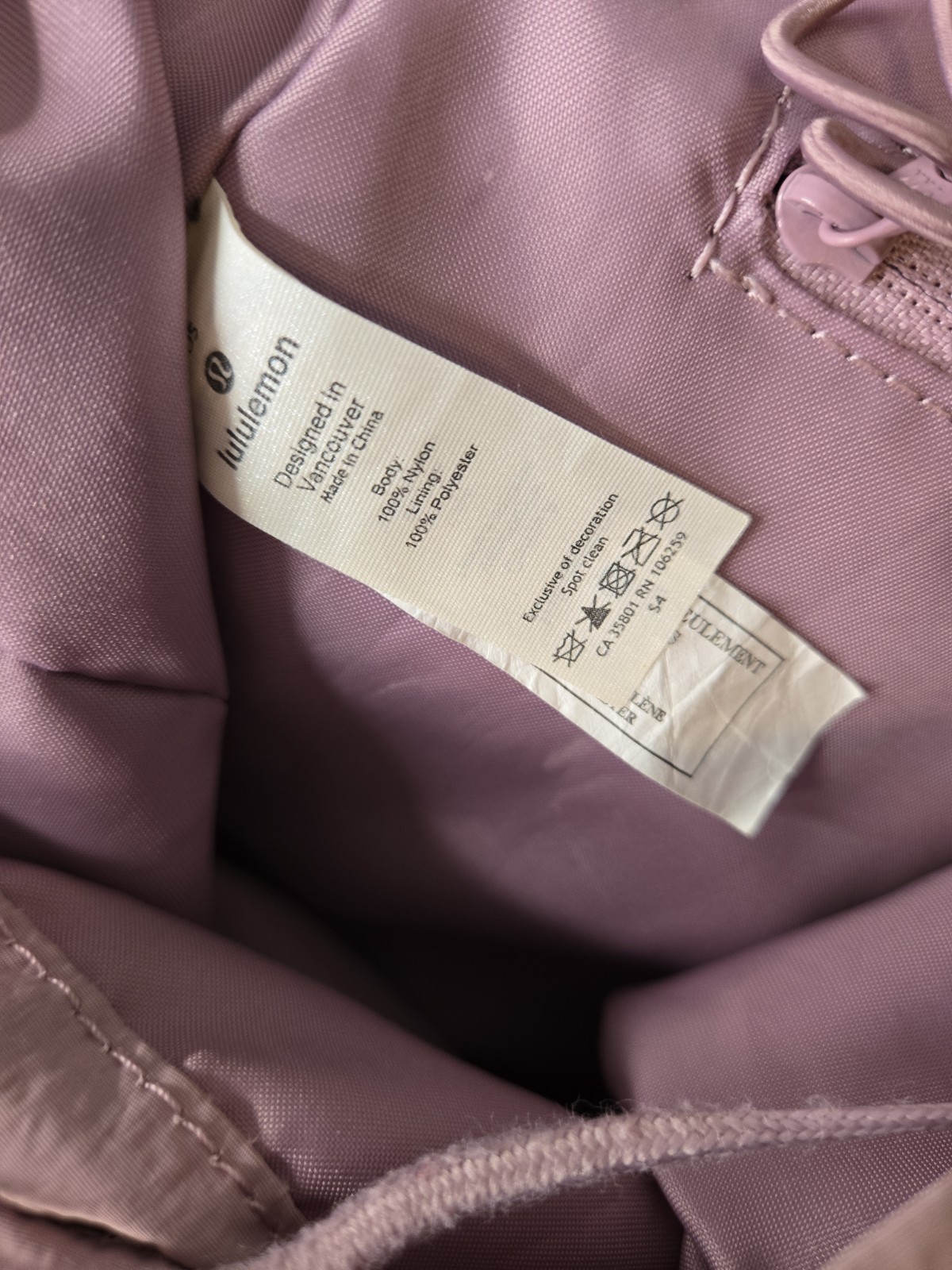 Lululemon On My Level Rucksack in Lavender (Light Stains)