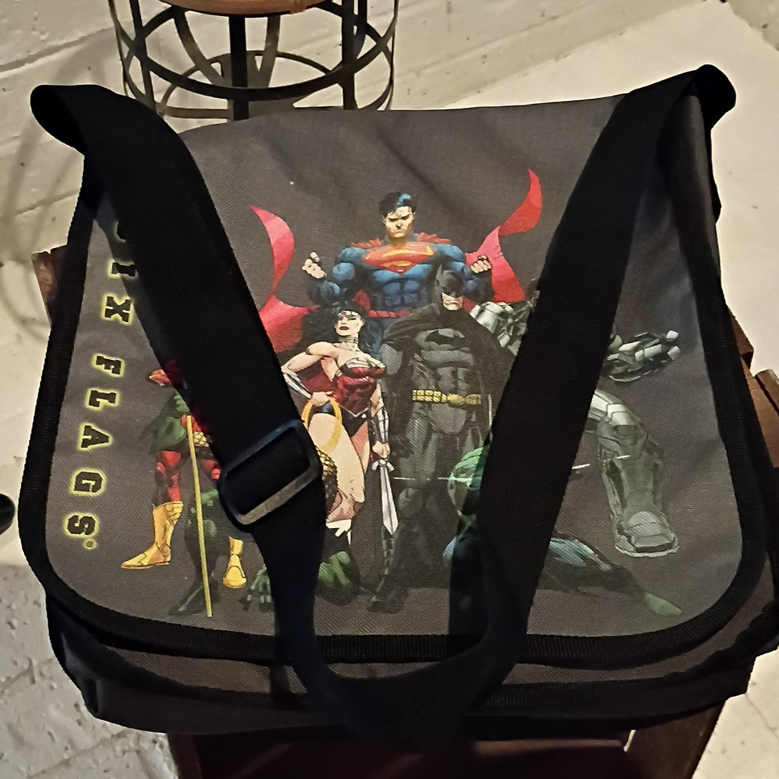Justice League Batman Superman Messenger Shoulder Bag Black Adjustable Strap