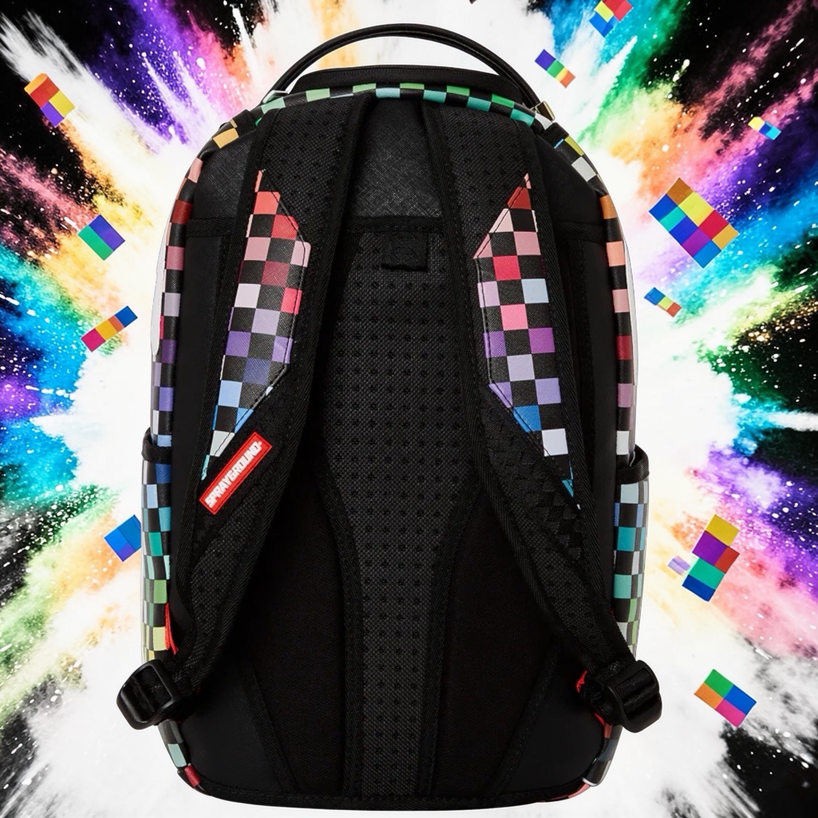 SPRAYGROUND SHARKS IN PARIS THE GRIDBACKPACK (DLXV) MULTICOLOR CHECKERS RAINBOW