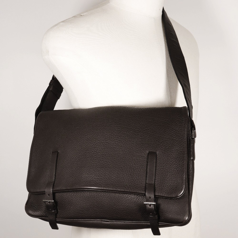 PRADA Messenger bag Shoulder Bag Brown Calfskin mens