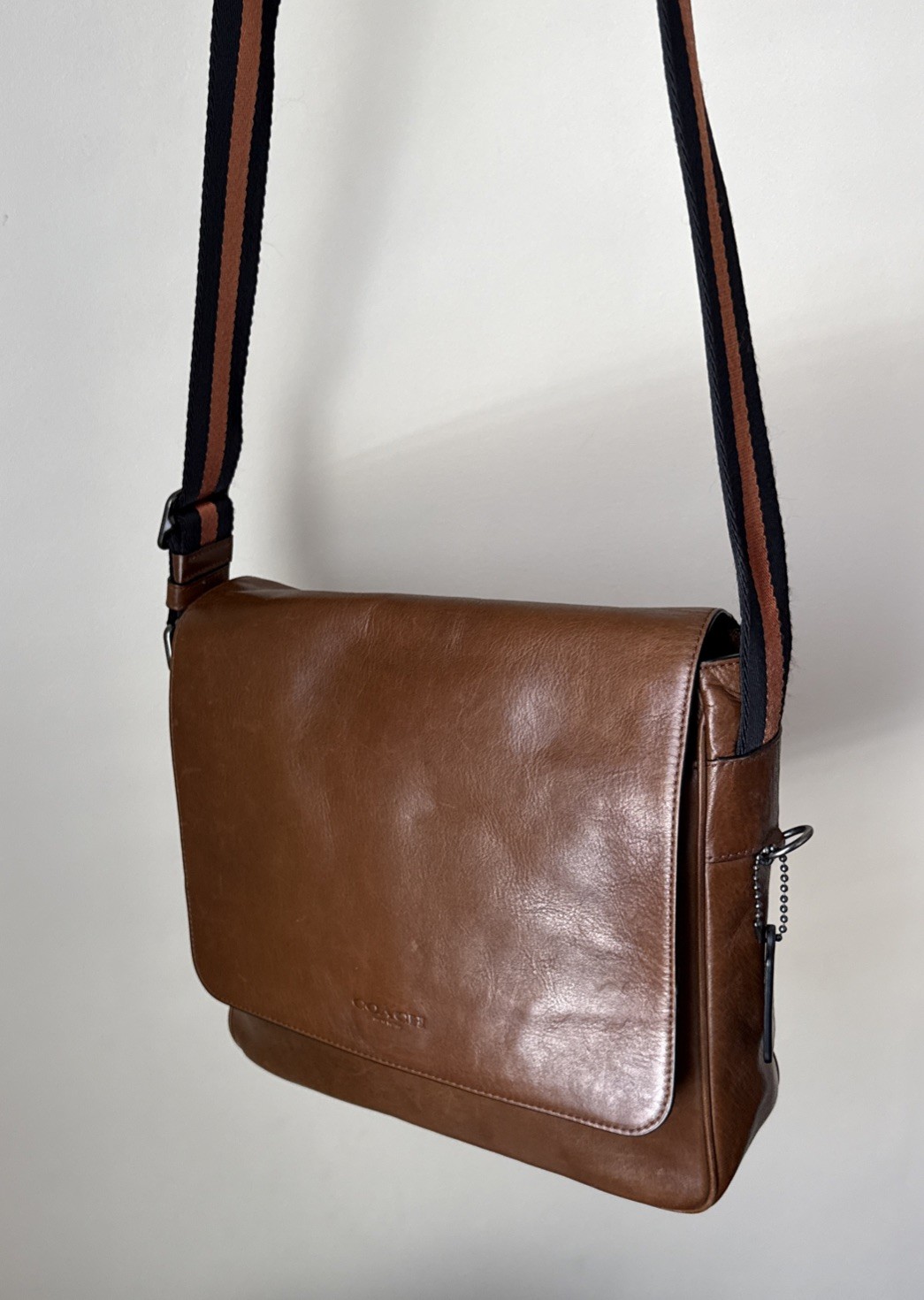 Coach Metropolitan Map Bag Tan Brown Sport Calf Leather Flap Messenger #72116