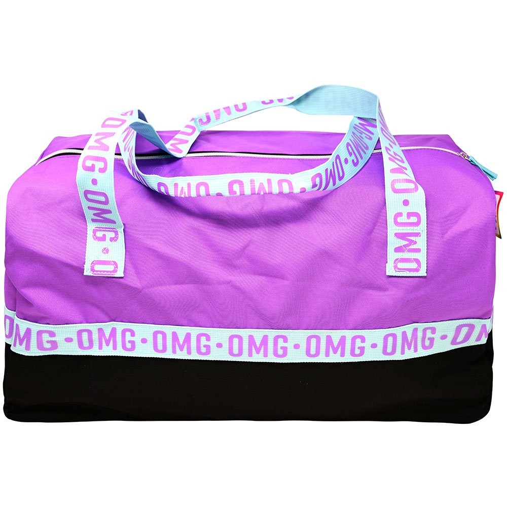 Purple OMG Girls Duffle Bag with a Purple Top and Black Bottom for Travel,