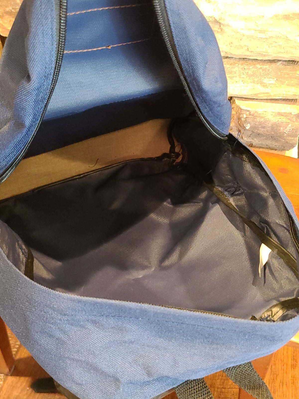 RARE! Vintage EastSport Blue with Leather Bottom Bookbag Backpack NWOT 16x10x5″