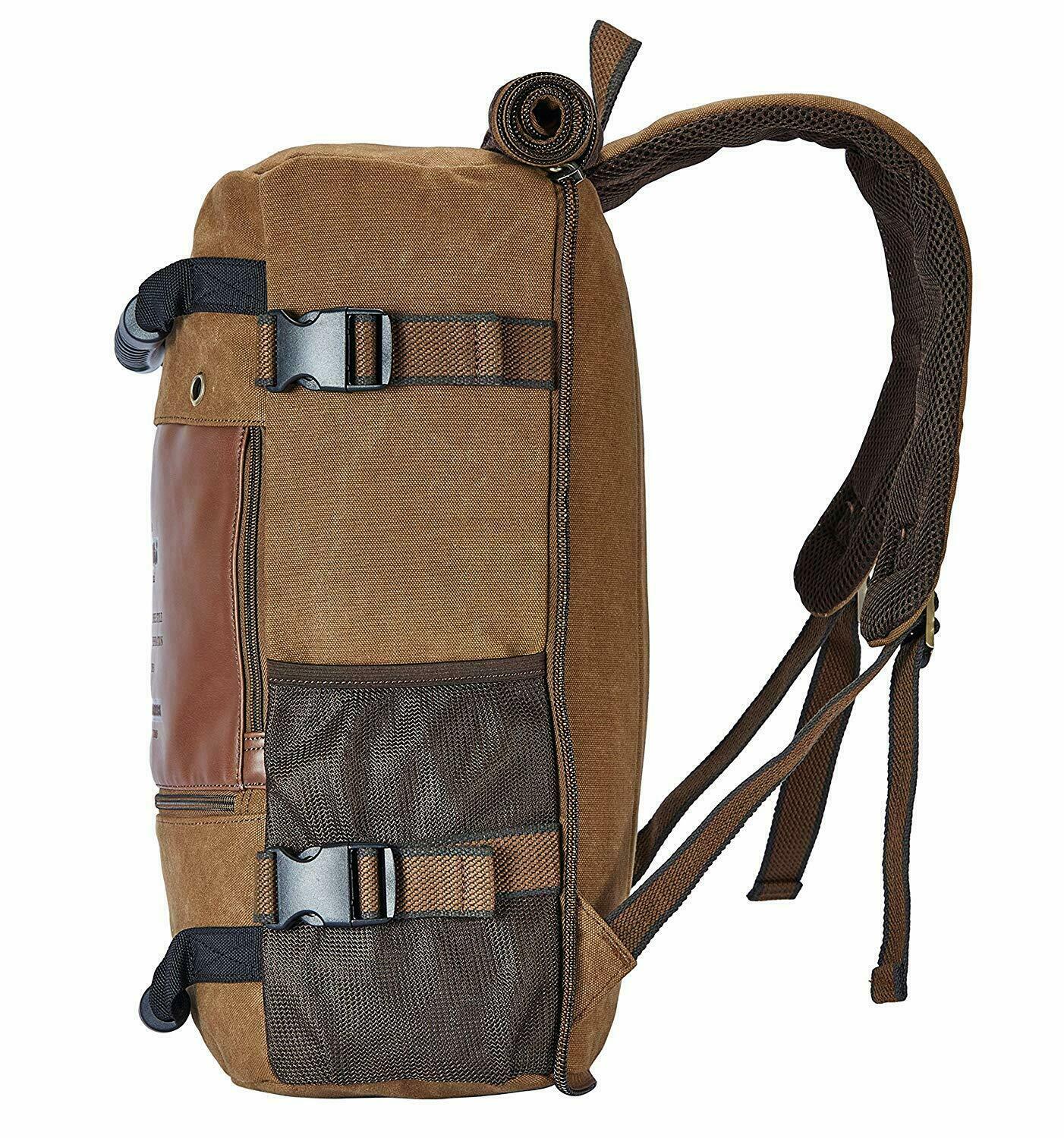 KAUKKO Men Backpack Canvas Rucksack Laptop Bag Travel Hiking Camping Backpack