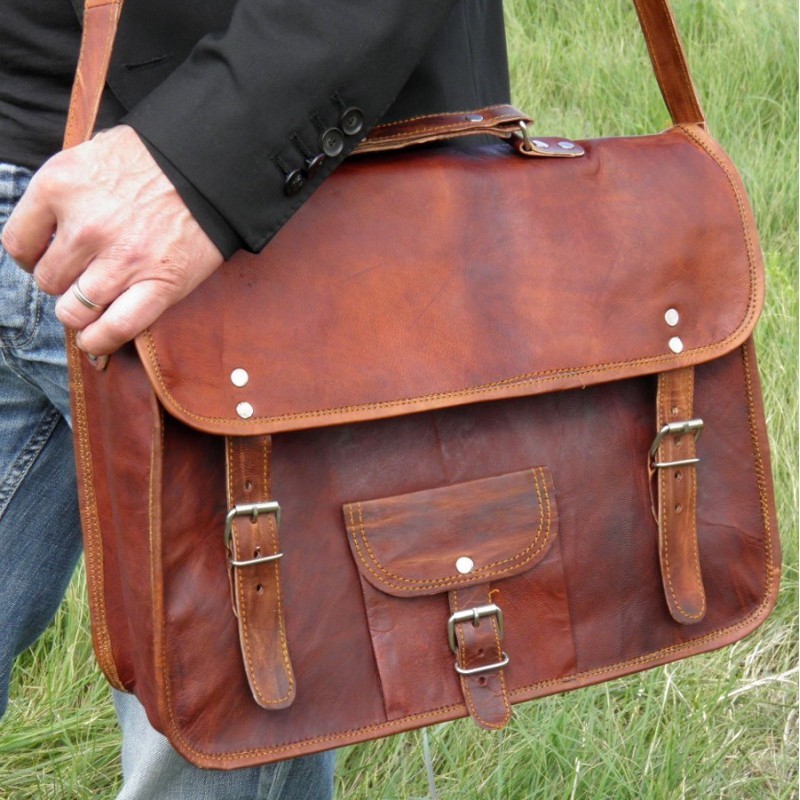 Mens Leather Messenger Satchel Shoulder Bags Business Work Briefcase Laptop Bag