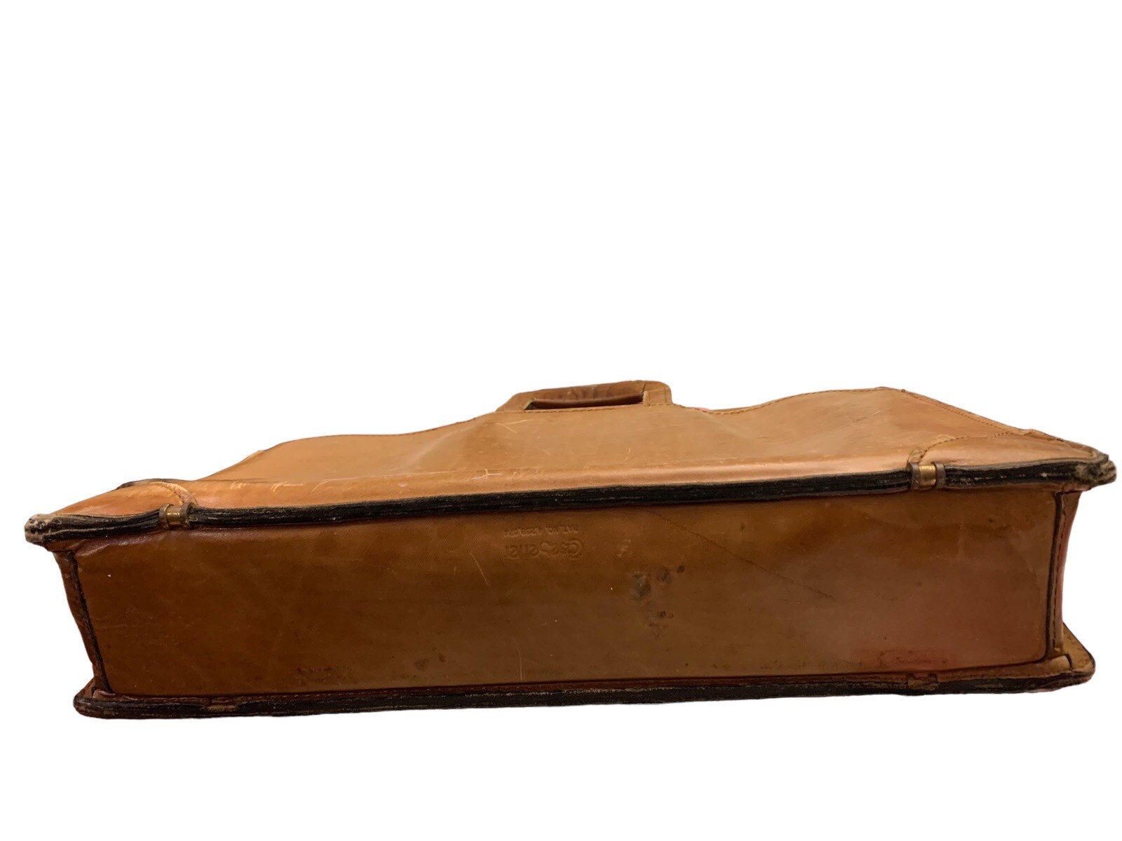 SCHLESINGER Brothers Vintage Cowhide Leather Briefcase Portfolio Brown Camel