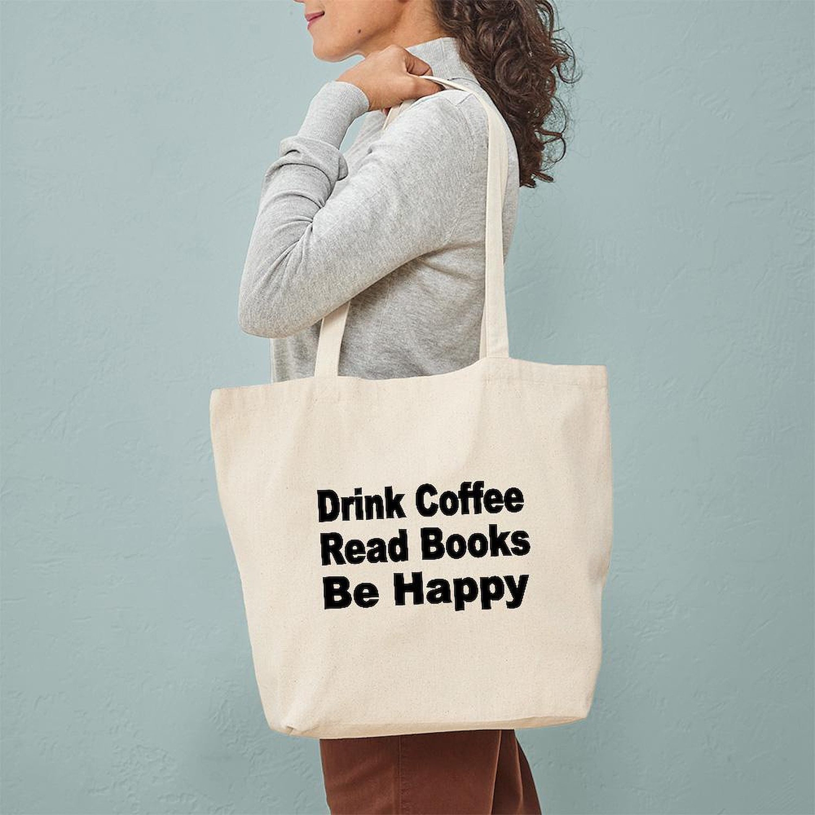 CafePress Drink Coffee,Read Books,Be Happy 2 Tote Bag (1026754758)