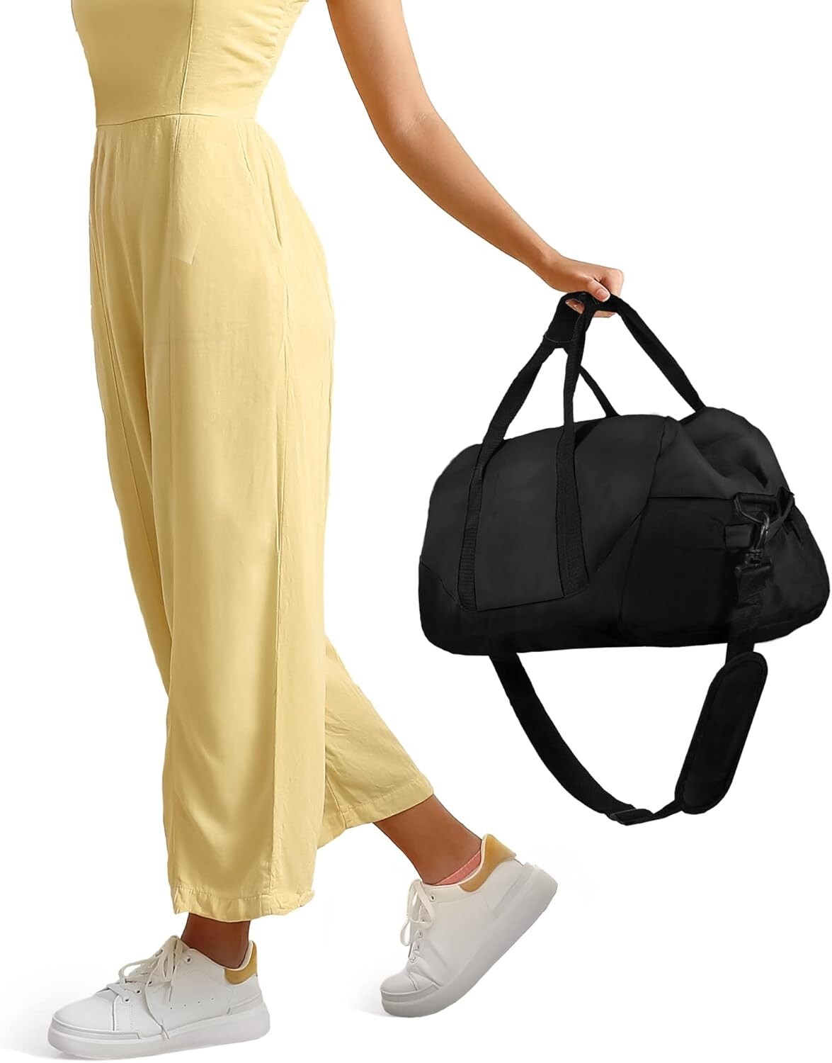 Large 21-Inch Black Duffle with Dual Handles & Adjustable Strap for Easy Carry