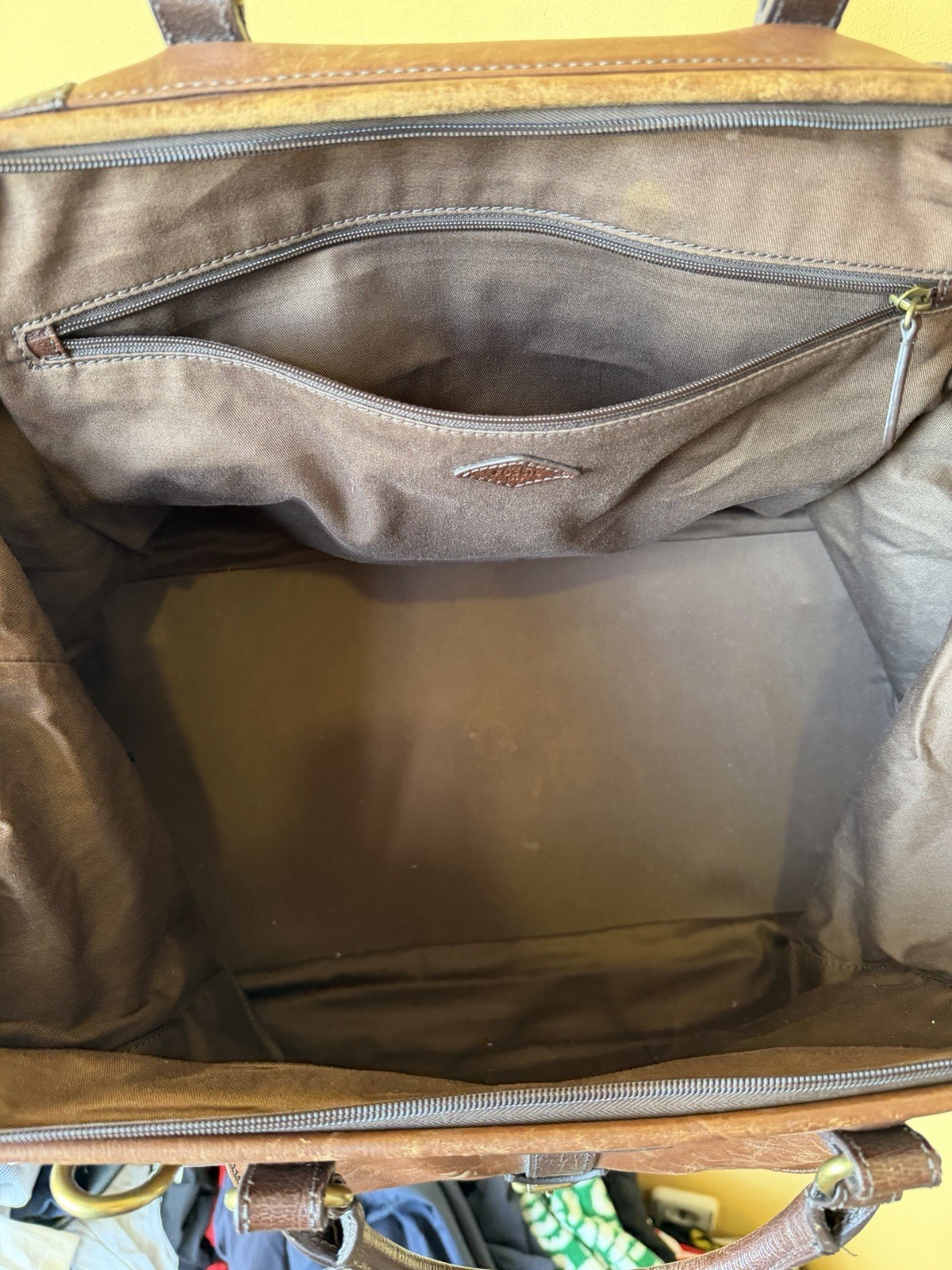 Fossil Cognac Leather Duffel Bag Travel Brown