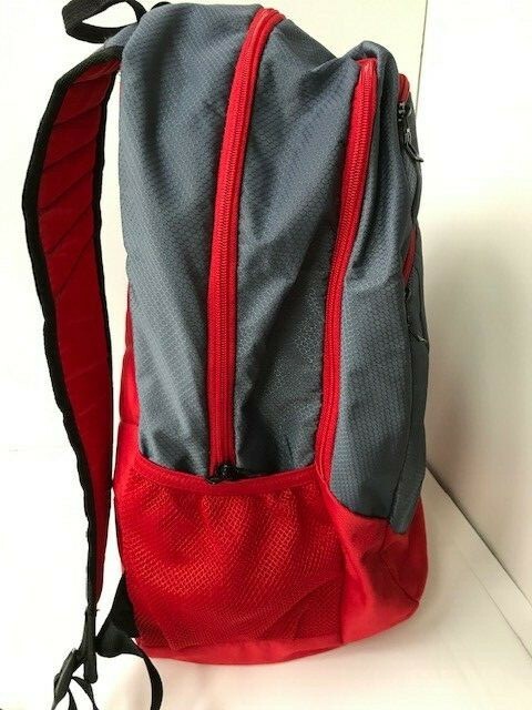 Adidas Backpack w Laptop Sleeve Red & Gray 100% Polyester 3 Outer Zipper Pockets