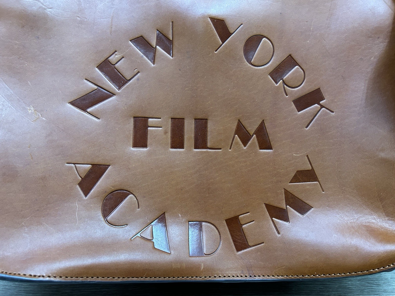 Vintage New York Film Academy Genuine Leather Cognac Portfolio Messenger Bag