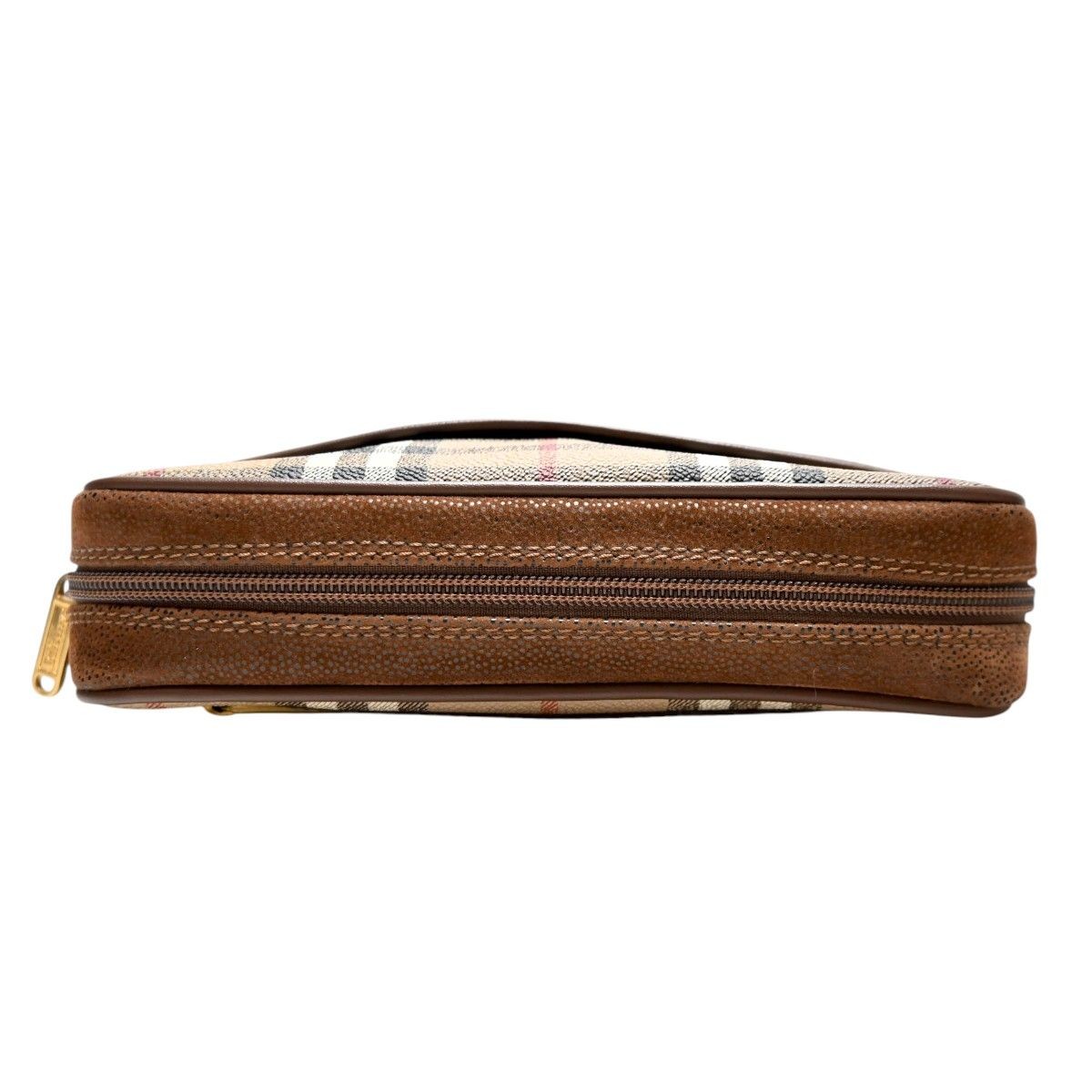 Authentic Burberrys Leather & PVC Clutch Bag, Beige, approx 9 x 6 inches