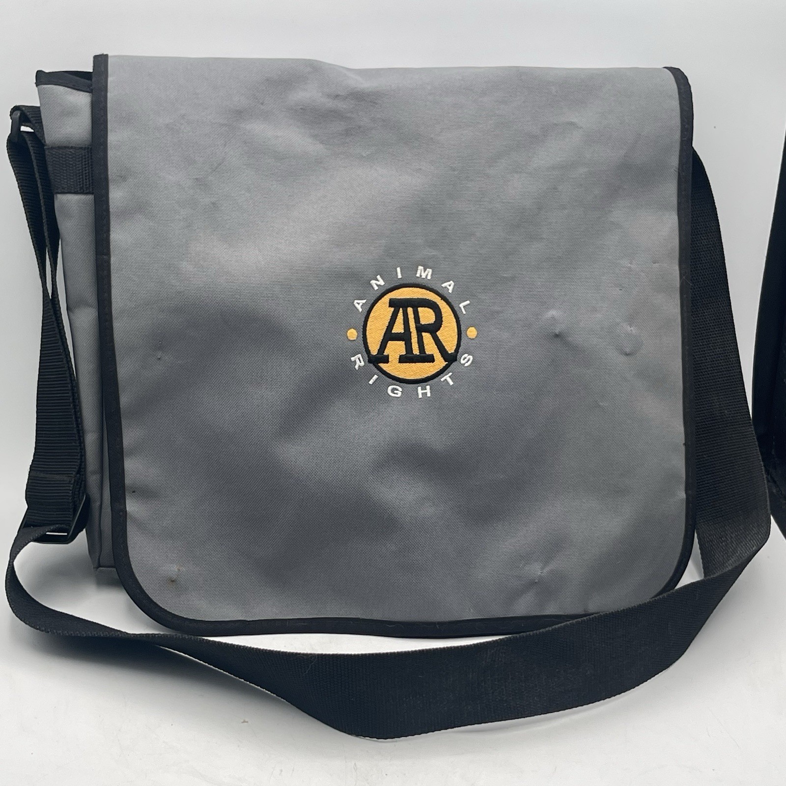Vintage PETA Messenger Bag Embroidered Animal Rights Large Logo Y2K Retro Purse