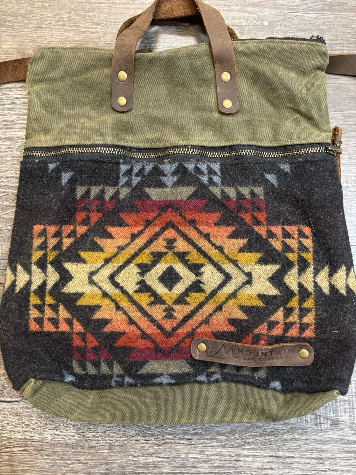 Mountain Bag Company Mini Backpack Waxed Canvas Wool Aztec Made In Bozeman MT