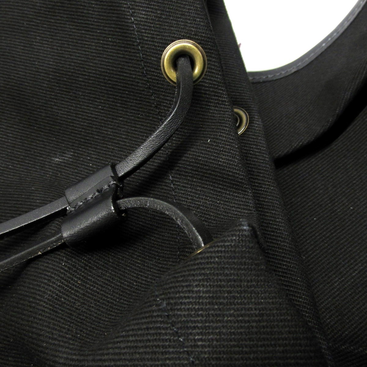 NWT FILSON Rugged Twill Drawstring Backpack Black Bridle Leather Straps EE49