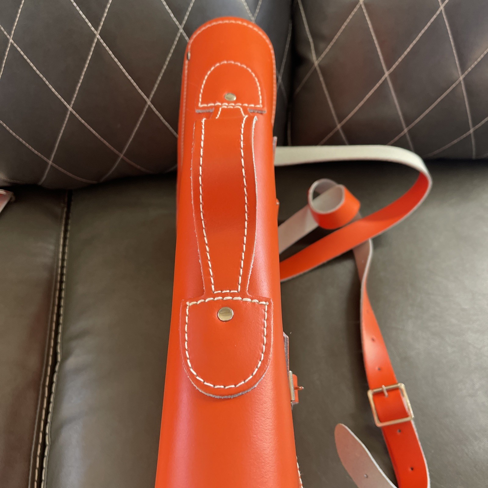 Zatchels Leather Bag Orange. Genuine Leather Satchel Purse, Bag. Brand New. No T