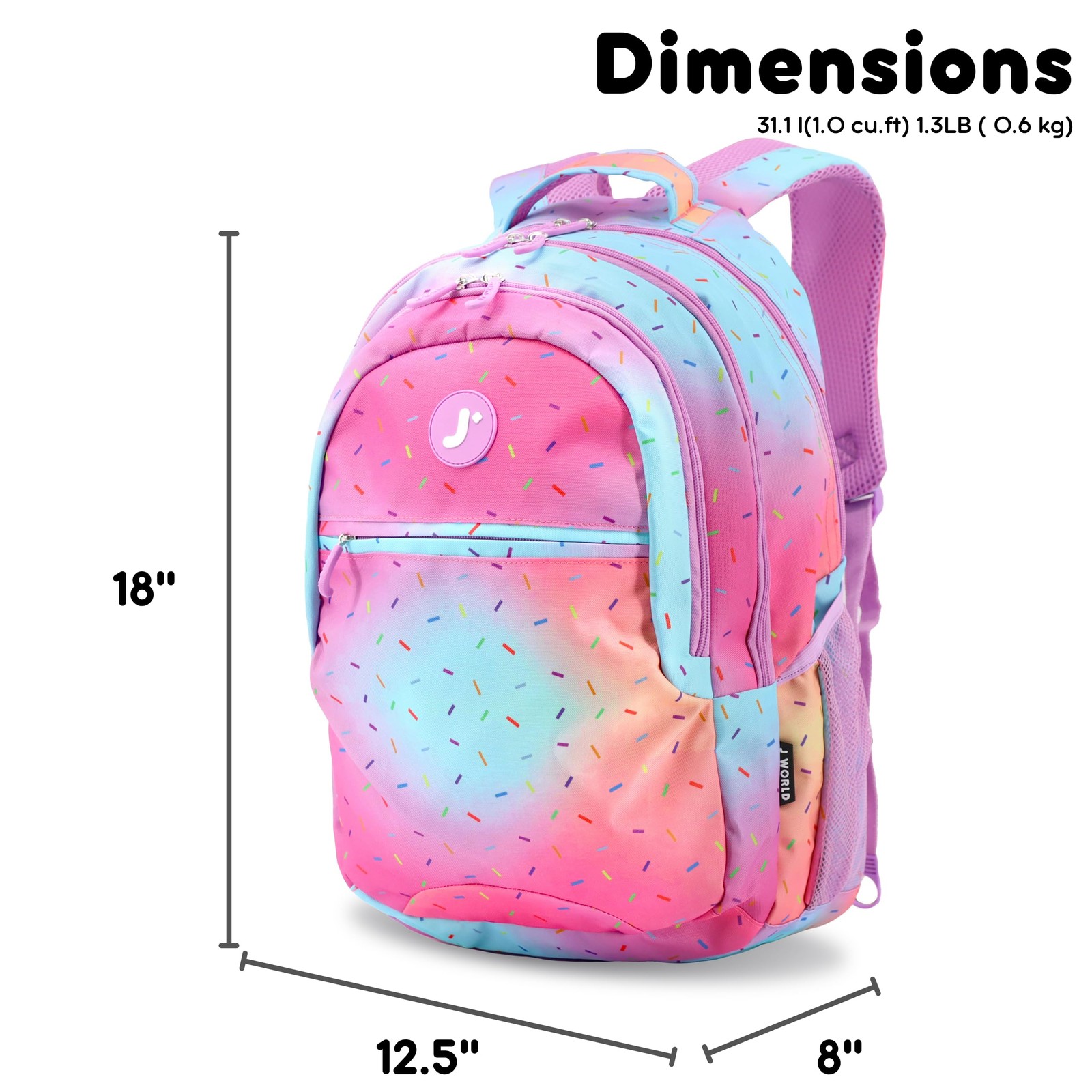 J World Cornelia Middle School Girls Backpack Women Laptop Bookbag Confetti